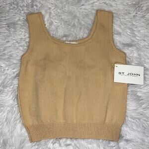 St. John Sleeveless Knit Tank Top Desert Tan 90s Vintage